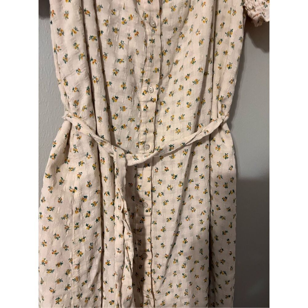 English Factory S Puff Sleeve Midi Dress Yellow Microfloral Cottagecore Milkmaid - Picture 7 of 14